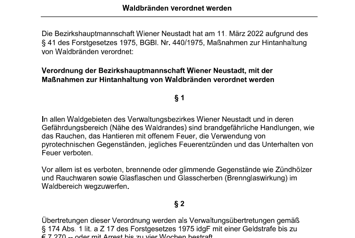 Hinweis zur aktuellen Waldbrandgefahr