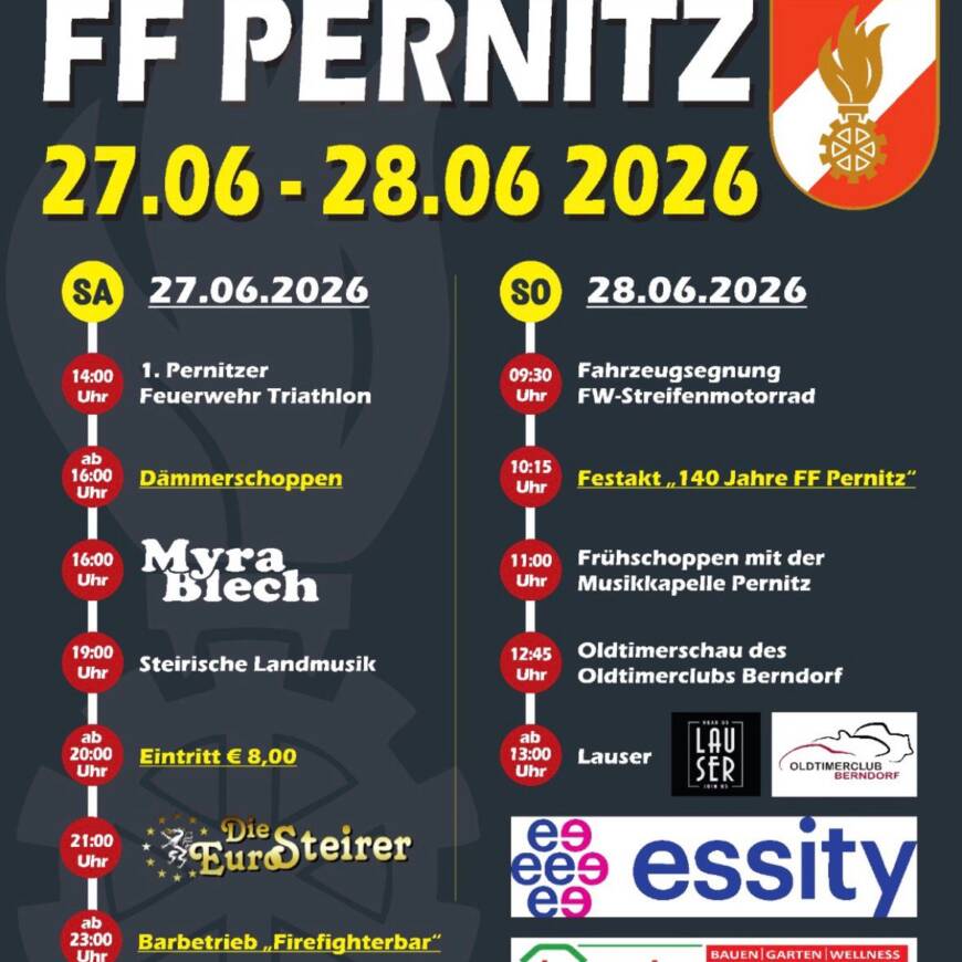 Jubiläumsfest „140 Jahre Freiwillige Feuerwehr Pernitz