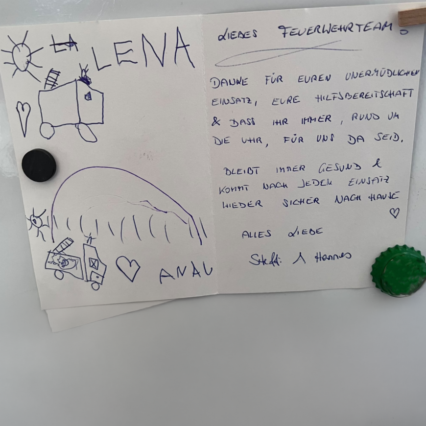 Ein herzliches Dankeschön an unsere Feuerwehr