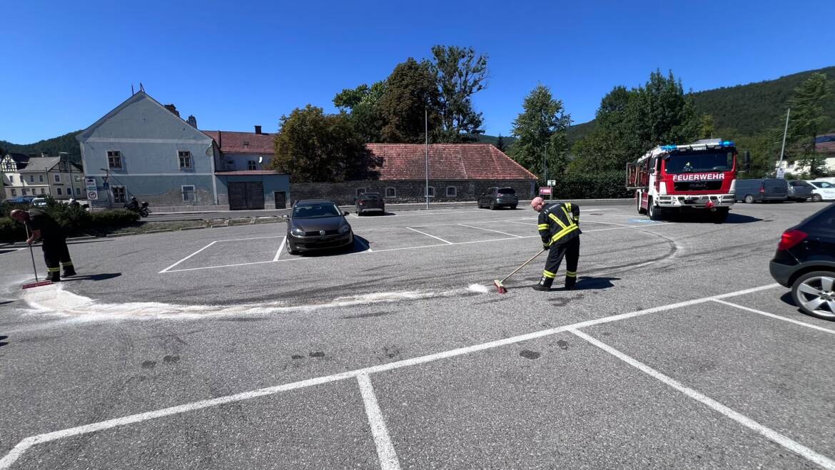 Ölspur auf Parkplatz